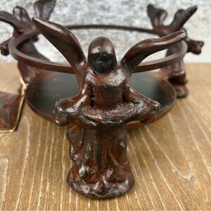 NEW Jan Barboglio Cast Iron Angel candle holder/ Stand  in Dark Brown heavy